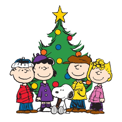 Snoopy Friends around the Christmas Tree Christmas Card